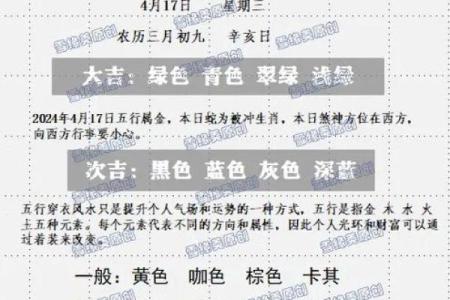 2025年4月17日今日五行穿衣颜色大吉